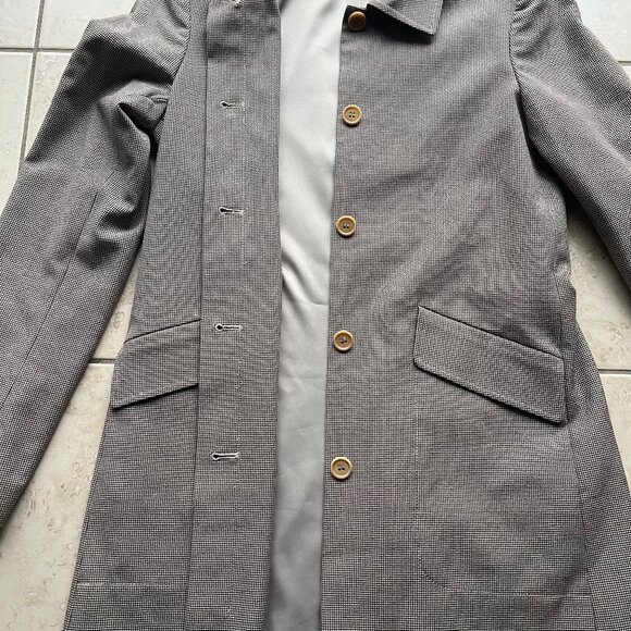 Theory Sunny Houndstooth Long Trench Coat Brown Size Small - Picture 6 of 7